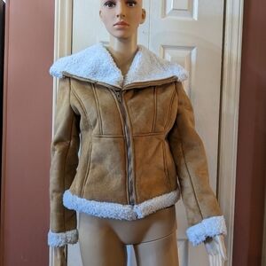 New fur lined coat. Jacket, Brown swade style, size small, T1W